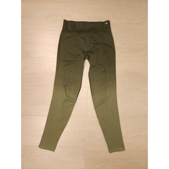 PINK Active Size S “I Am Strong” Olive Green Seamless High-Waisted Leggings - Picture 5 of 13